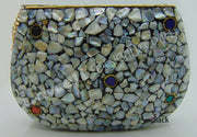 seashell dot Mosaic metal stud clutch bags