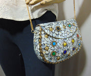seashell dot Mosaic metal stud clutch bags