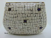 White Mosaic metal clutch bag