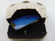 White Mosaic metal clutch bag