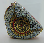 Heart design sea shell Multi Mosaic clutch bags