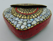 Heart design sea shell Multi Mosaic clutch bags