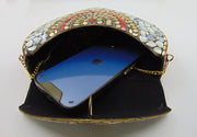 Heart design sea shell Multi Mosaic clutch bags