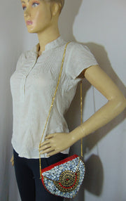Heart design sea shell Multi Mosaic clutch bags