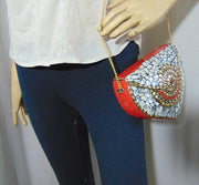 Heart design sea shell Multi Mosaic clutch bags