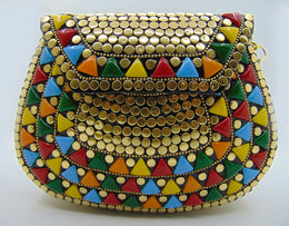 Metal Stud Resin clutch party sling bag
