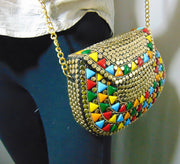 Metal Stud Resin clutch party sling bag
