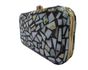 Rectangle Metal frame Metal Handbag Mother of Pearl Clutch Bag
