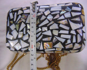 Rectangle Metal frame Metal Handbag Mother of Pearl Clutch Bag