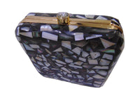 Square Metal frame Metal Handbag Mother of Pearl Clutch Bag