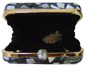 Square Metal frame Metal Handbag Mother of Pearl Clutch Bag