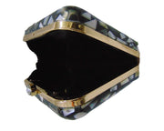 Square Metal frame Metal Handbag Mother of Pearl Clutch Bag