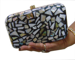 Rectangle Metal frame Metal Handbag Mother of Pearl Clutch Bag