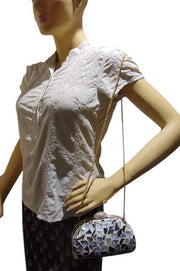 Box clutch Mother of pearl purse bag  women MOP bag