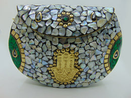 Seashell Mosaic fatima hand metal bag