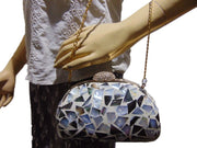 Box clutch Mother of pearl purse bag  women MOP bag
