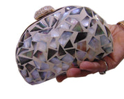Box clutch Mother of pearl purse bag  women MOP bag