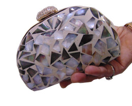 Box clutch Mother of pearl purse bag  women MOP bag