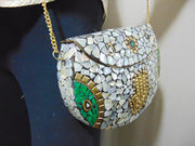 Seashell Mosaic fatima hand metal bag