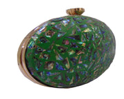 oval Box clutch Vintage Mother of Pearl Handbag