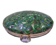 oval Box clutch Vintage Mother of Pearl Handbag