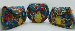 Multicolor Mosaic fatima hand metal bag