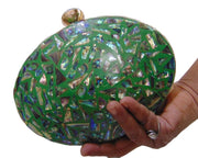 oval Box clutch Vintage Mother of Pearl Handbag