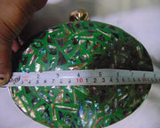 oval Box clutch Vintage Mother of Pearl Handbag