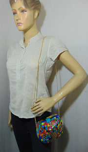 Multicolor Mosaic fatima hand metal bag