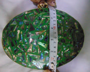 oval Box clutch Vintage Mother of Pearl Handbag