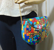 Multicolor Mosaic fatima hand metal bag