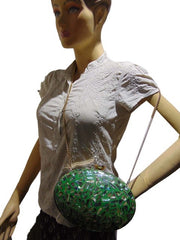oval Box clutch Vintage Mother of Pearl Handbag