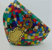 Multicolor Mosaic fatima hand metal bag