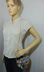 Multicolor Mosaic fatima hand metal bag