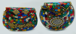 Multicolor Mosaic stone metal bag