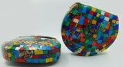 Multicolor Mosaic stone metal bag