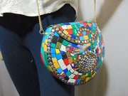 Multicolor Mosaic stone metal bag