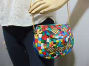 Multicolor Mosaic stone metal bag