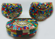 Multicolor Mosaic stone metal bag