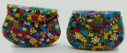 Multicolor Mosaic stone metal bag