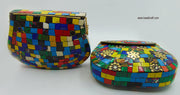 Multicolor Mosaic stone metal bag