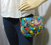 Multicolor Mosaic stone metal bag