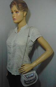 silver shell nacre stone bag purse mosaic bag