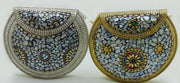silver golden shell nacre stone mosaic bag