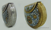 silver golden shell nacre stone mosaic bag