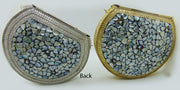 silver golden shell nacre stone mosaic bag