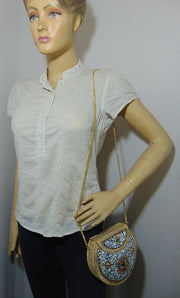 silver golden shell nacre stone mosaic bag