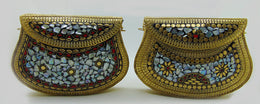 Golden shell nacre stone mosaic bag