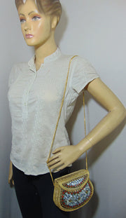 Golden shell nacre stone mosaic bag