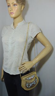 Golden shell nacre stone mosaic bag